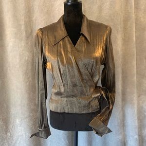 Conrad C Collection wrapped waist tie blouse.